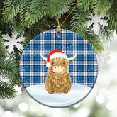 Roberton Tartan Christmas Ceramic Ornament - Highland Cows Style